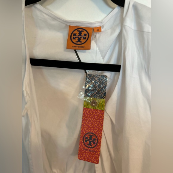 Tory Burch NWT white blouse sz 14 Wanda Shell,66%cotton 28%nylon 4%spandex - Picture 3 of 12